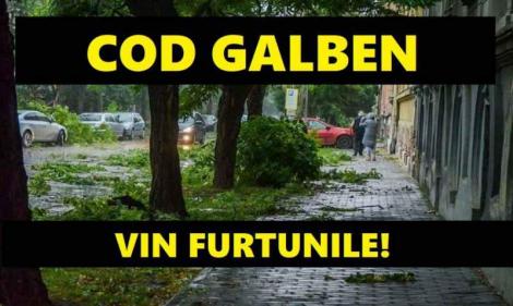 Vremea se dezlănțuie în două județe. Avertizare meteo: cod galben până sâmbătă