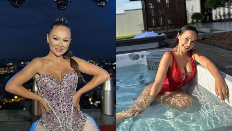 colaj de imagini cu vladuta lupau in piscina