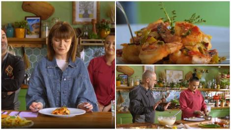 Hello Chef sezon 7, 20 aprilie 2024. Roxana Blenche și chef Samuel Le Torriellec au gătit o rețetă de creveți Piri Piri