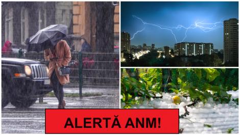Alertă ANM de averse, grindină și descărcări electrice. Ce zone sunt vizate de vremea rea și până când este valabilă avertizarea