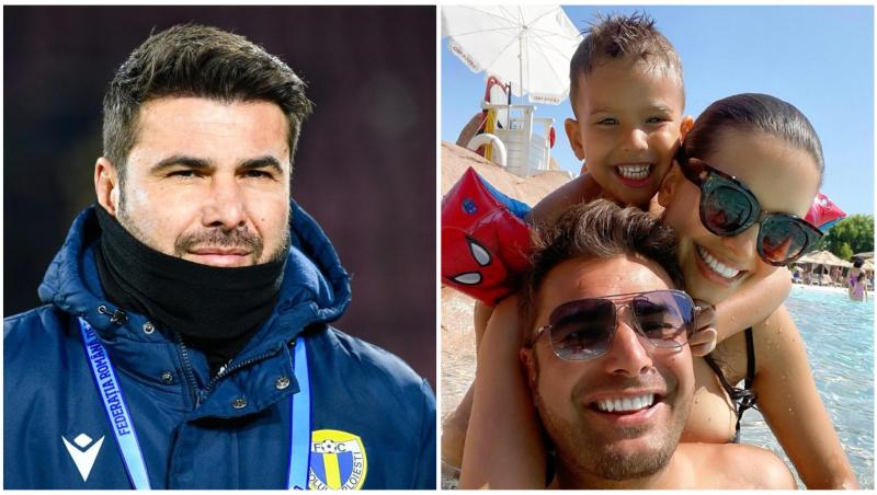 Colaj cu Adrian Mutu în două ipostaze diferite alături de soția lui și fiul cel mic